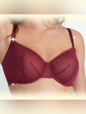 Bare Necessities Lace Underwire Bra - Burgundy
